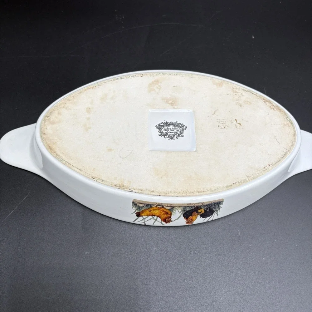 Vtg Kent Pottery‎ Rooster Baking Dish Farmhouse Decor 14x6 Oval